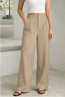 (KIT COM 2) Calça Feminina Pantalona Alfaiataria Listrada | PROMOÇÃO DE VERÃO