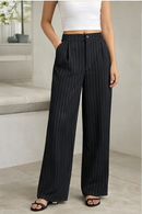 (KIT COM 2) Calça Feminina Pantalona Alfaiataria Listrada | PROMOÇÃO DE VERÃO