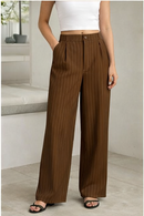 (KIT COM 2) Calça Feminina Pantalona Alfaiataria Listrada | PROMOÇÃO DE VERÃO