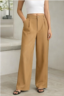 (KIT COM 2) Calça Feminina Pantalona Alfaiataria Listrada | PROMOÇÃO DE VERÃO